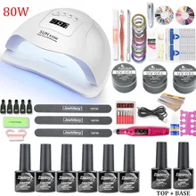 Маникюрный набор для ногтей, УФ-лампа для ногтей, набор для гель-лака 6, акриловый набор для ногтей, УФ-гель, маникюрный станок, набор ручек