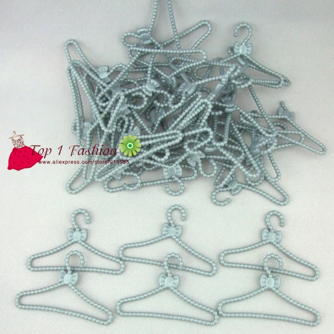 10pcs/set grey color Clothes hangers for barbie doll accessories