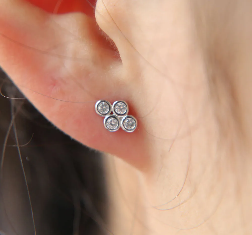 Стерлинговое Серебро 925 пробы, простые ювелирные изделия, минимальное количество, потрясающие нежные ювелирные изделия, шпильки, 4 шт., фианит, нежная серьга в стиле «минимализм»