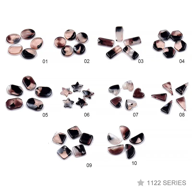 

20pcs Nail Art 3d Rain Flower colorful natural retro shell stone many shapes decorations Japanese nails art 1122series