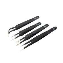 4 шт. Профессиональный антистатические Нержавеющая сталь Пинцет техническое обслуживание инструментов набор(черный