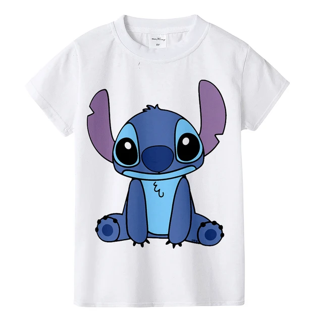 ZSIIBO Lilo&Stitch Kids T-Shirt Cartoon Print Anime Cute Boy Girl Universal Stitch T-Shirt Casual Children's Cotton Top