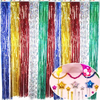 

10 pces/lot Colorful Foil Balloon Tassel Tied Balloons Rain Wedding Birthday Christmas Party Decorative Balloon Accessories