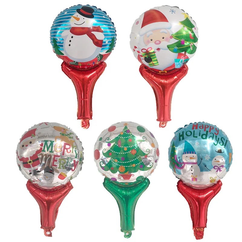 

1pcs Santa Claus Christmas Tree Snowman Hand stick foil balloon Christmas day series party decoration balloons kids toy golbos