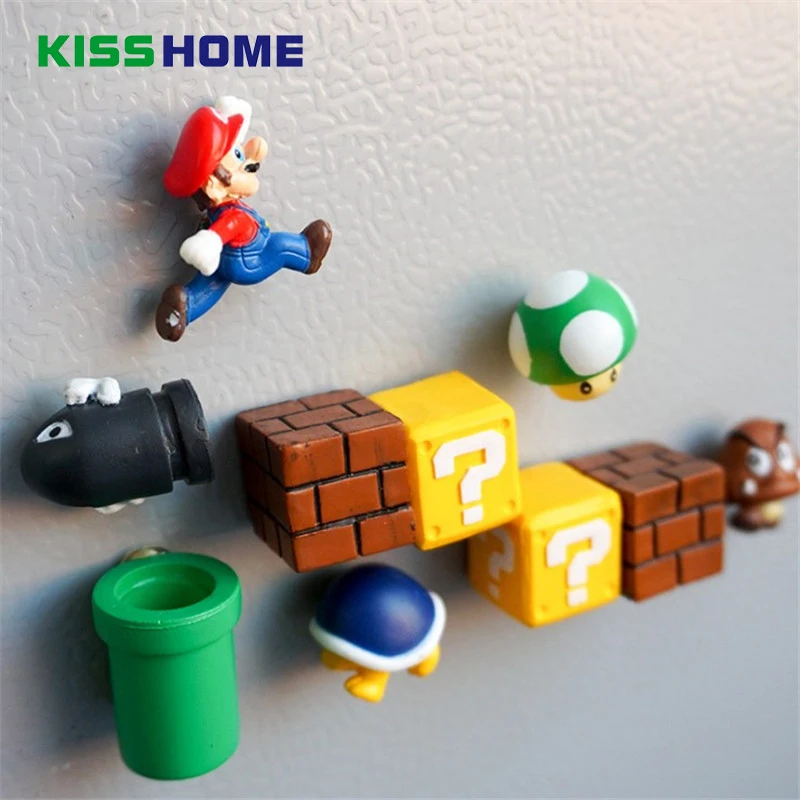 

10pcs 3D Cute Super Mario Decorated Children's Stereo Magnet Creative Magnetic Stickers Refrigerator To Stick Home Accessories