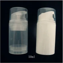 100 шт./лот PP 50 мл безвоздушная бутылка белый прозрачный цвет вакуумный насос для лосьона