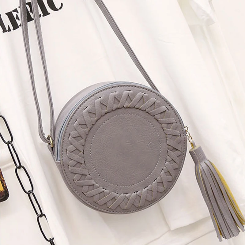 Women's Bag Small Round Bag Fashion Idea PU Leather Women Messenger Bags Handbags Women Famous Brands Tassel Bolso Mujer