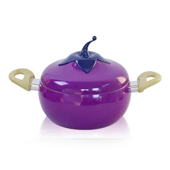 

Korean Soup Pot Aluminum Non-stick Fruit Pan Tomato Eggplant Shape Cooking Pot For Both Stove Induction