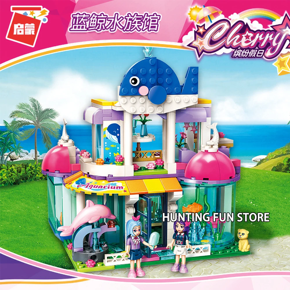 

327pcs 2012 Fit Legoness Set Friends Blue whale Dolphin Aquarium Mini figures Guitar Model Building Blocks Toys Girls Creative