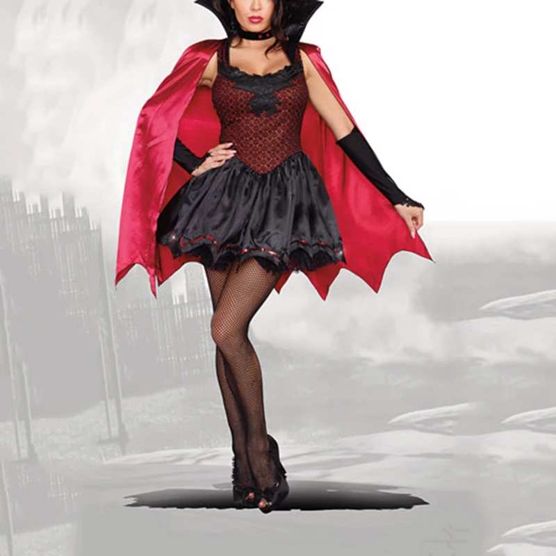 VASHEJIANG волшебные сказки Красная Шапочка Костюм Длинный красный колпак королева униформа сексуальный Хэллоуин вампир костюмы для женщин