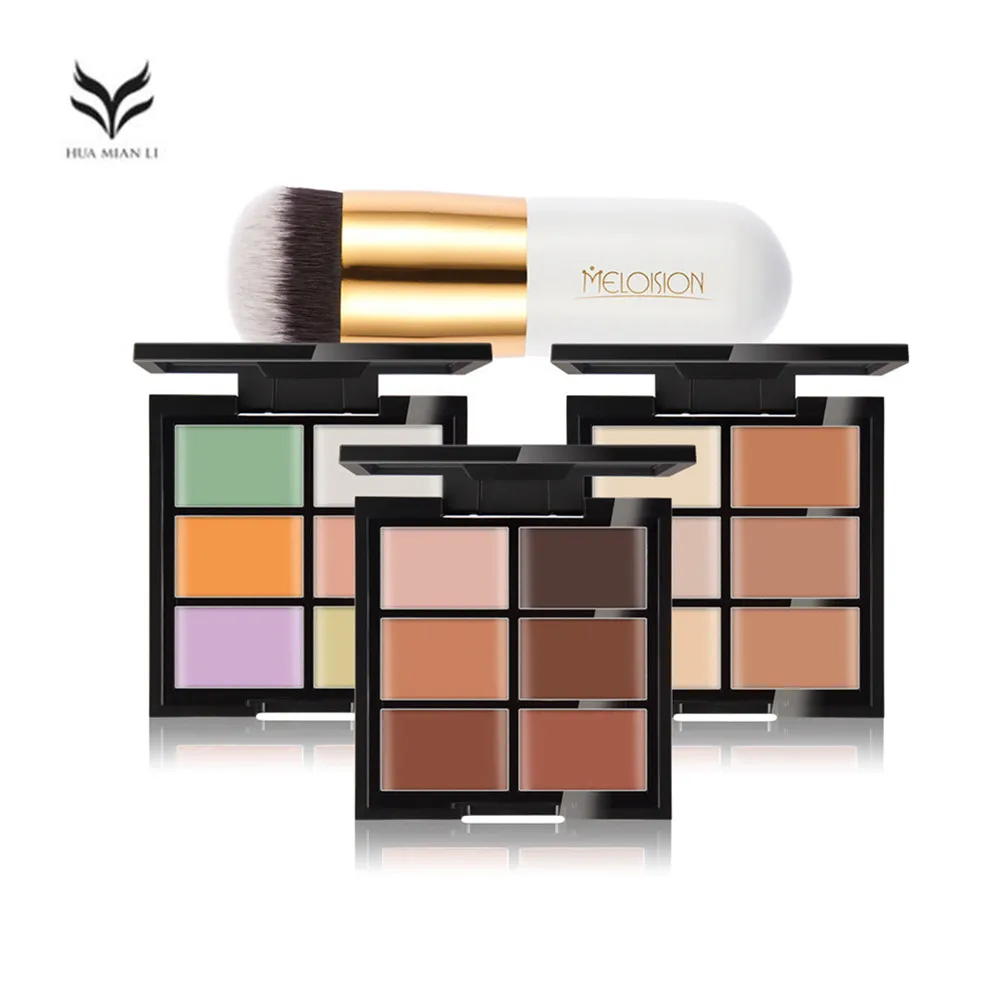 Natural Professional Concealer Contour Palette Makeup Foundation And Big Fathead Brushes White Flat Mushroom | Красота и здоровье