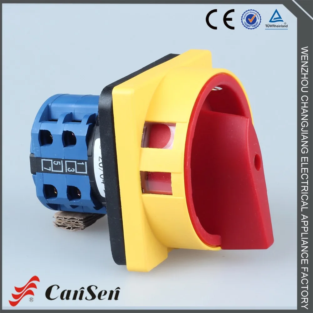 

AC 440V Ui 690V 20A Padlock Rotary Switch OFF-ON 2 position 4 Poles 8 terminals emergency stop 64x64mm mount