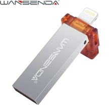 WANSENDA pen drive double use OTG usb flash drive 16GB 32GB 64GB pendrive for iPhone iPad iPod usb stick External Storage