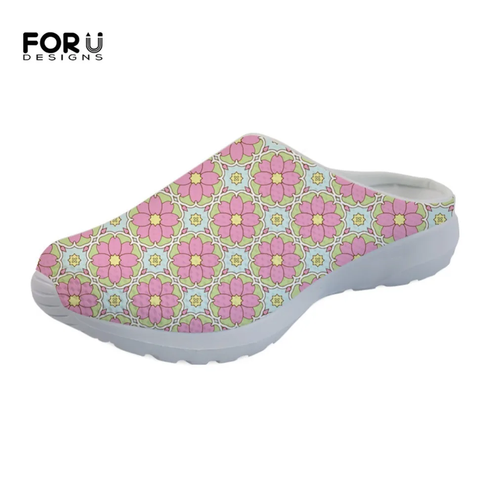 

FORUDESIGNS Flowers on the Vine Print Women's Sandals Flats Summer Fashion Slip-on Breathable Mesh Ladies Home Sandals Slippers