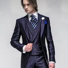 По индивидуальному заказу madegentleman комплект со смокингом жениха Лидер продаж Slim Fit заостренный лацкан фиолетовый Для мужчин костюм для вечерние свадебные(куртка+ брюки+ жилет+ галстук-бабочка