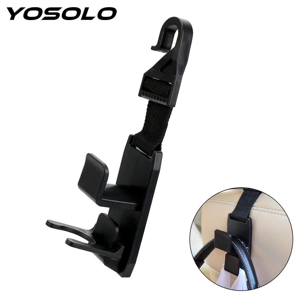 

YOSOLO 1 Piece Storage Organizer Headrest Holder for Bags Purse Cloth Grocery Car Seat Back Hooks Car Hanger Hooks