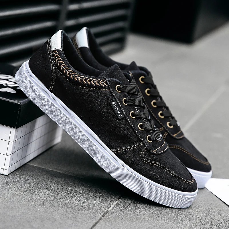 

Hemmyi 2018 New Simple Men Casual Shoes Non-slip Washed Canvas Male Shoes Adult Black Blue Gray Mens Sneakers Chaussure Homme
