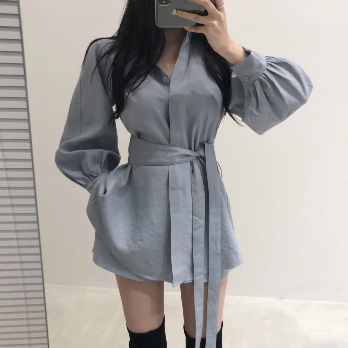 Alien Kitty Summer Fashion Lantern Sleeves Loose Waist-Controlled Shirts+Sexy Casual Shorts Simple All Match Sets Two Piece Suit