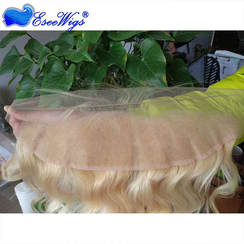 Eseewigs блондинка 613 13X4 кружева фронтальные волнистые перуанские Волосы remy прозрачного кружева фронтальные застежка для волос Выбеленные узлы