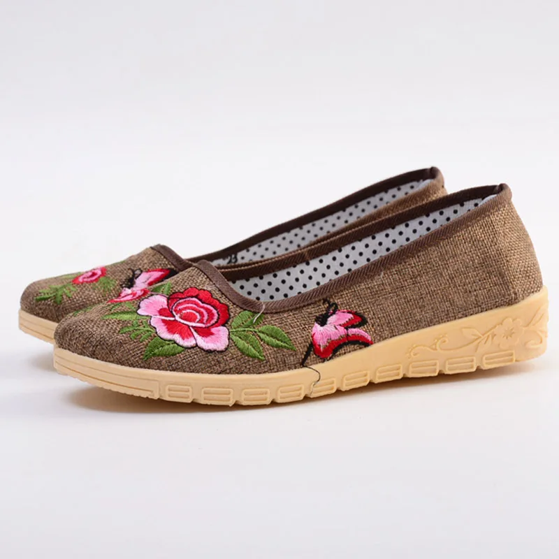 

Baskets femme cloth shoes national style peony butterfly love embroidery breathable leisure women's single shoes