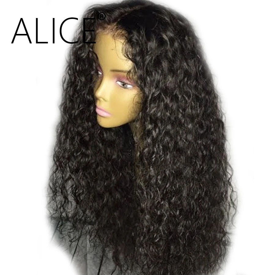 

ALICE Curly Lace Front Human Hair Wigs With Baby Hair Remy Hair Wigs 130% Pre Plucked Lace Front Wig Bleached Knots 13x4
