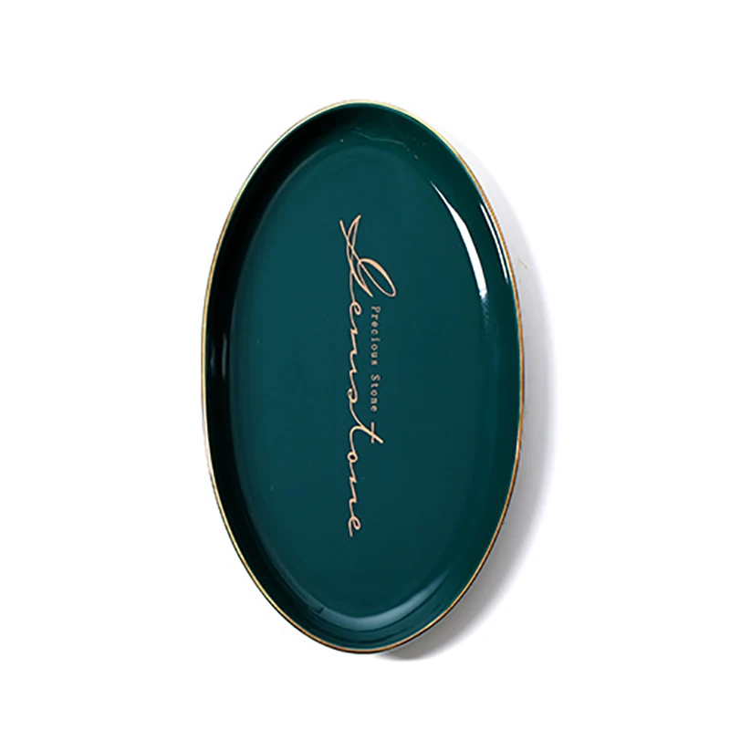 

Green Ceramic Gold Inlay Plate Steak Food Plate Nordic Style Tableware Bowl Ins Dinner Dish High End Porcelain Dinnerware Set