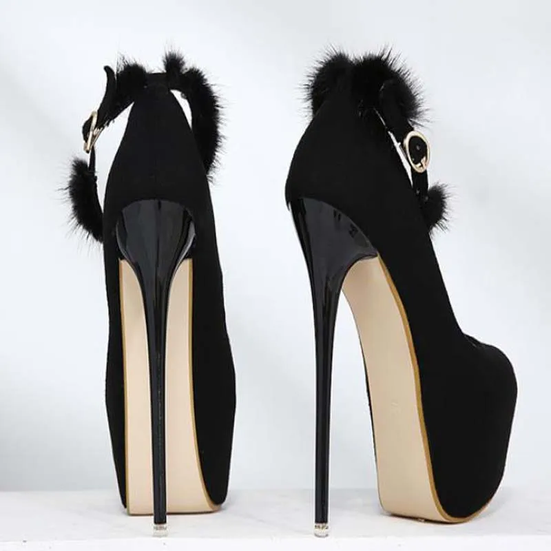 

2019 New Spring Sexy Gladiator Woman Pumps Patform Heels Party Round Toe Buckle Strap Pumps shoes Black shoes 34-40 Women Shoes