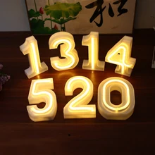 LED Digital Night Light Creative 10 Numbers Battery Powered / USB Neon Lamp Romantic Wedding Christmas Party Decoration