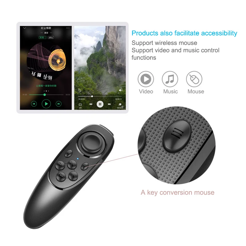 MOCUTE Универсальный Bluetooth VR пульт дистанционного управления джойстик беспроводной пульт дистанционного управления селфи затвор для Android iOS PC tv Box