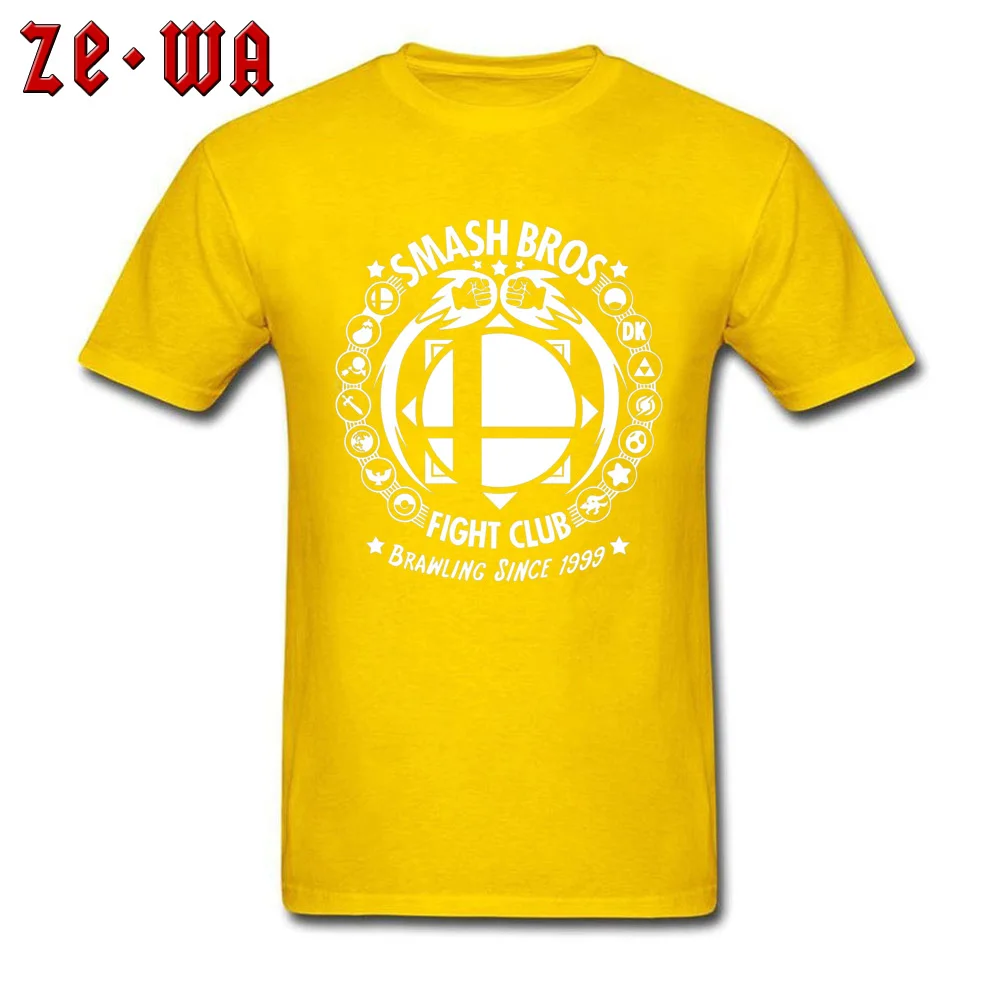 2018 Popular Men Tshirts Round Neck Short Sleeve 100% Cotton Hip hop Tops T Shirt Casual Tshirts Wholesale Super Smash Bros Fight Club 3719 yellow