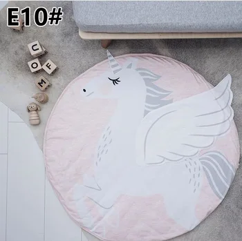 

95CM Cute Cartoon Animals Face Quilted Play Mats Baby Blanket Carpet Rug Nordic Style Kids Bed Room Decor Photo Props