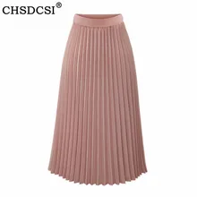 CHSDCSI шифоновые женские юбки летние повседневные винтажные плиссированные юбки с высокой талией Новые женские s низ Femme розовые белые черные длинные юбки