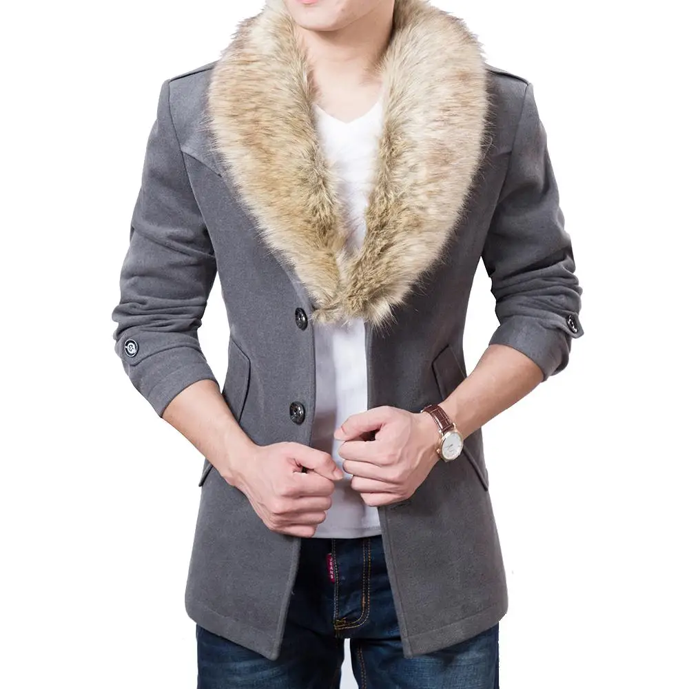 Fur Collar Trench Coat Men Promotion-Shop for Promotional