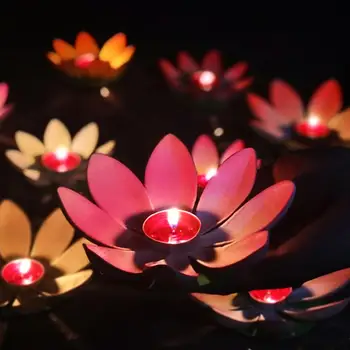 

Floating Garden Pond River Candle Wishing Light Lotus Flower Lamp Festival Decor