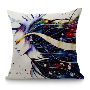 as picture Льняная наволочка pixie cold goddess of colors, декоративная наволочка на диван, домашний декор, подушка на сиденье - Цвет: as picture