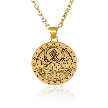 

EUEAVAN 30pcs Double-sided Odin of Father Pendant Necklace Helmet Axe Pagan Design Jewelry Antique Silvery/Gold Color