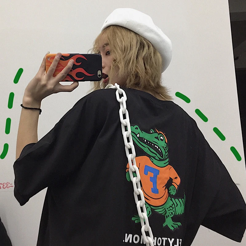 YouGeMan Harajuku уличной хип-хоп футболка для женская одежда 2019 летний корейский Ulzzang