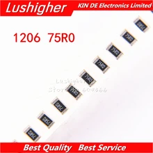 100 шт. 1206 SMD резистор 1% 75ohm 75R0 75 Ом 75R