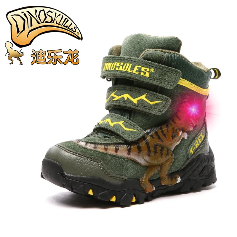 Dinoskulls Dinosaur Shoes boys Boots 2018 winter new kids warm plush