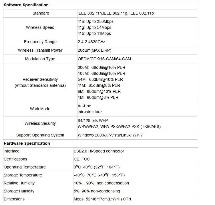 300 Мбит/с USB беспроводной адаптер LAN wifi 802.11n/b/g WLAN карта wifi адаптер