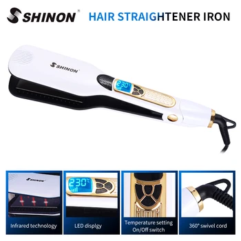 

Professional Hair Straightener Fast Heating Flat Iron Negative Ion Chapinha Hair Straightening Iron Styling Tools LCD Display