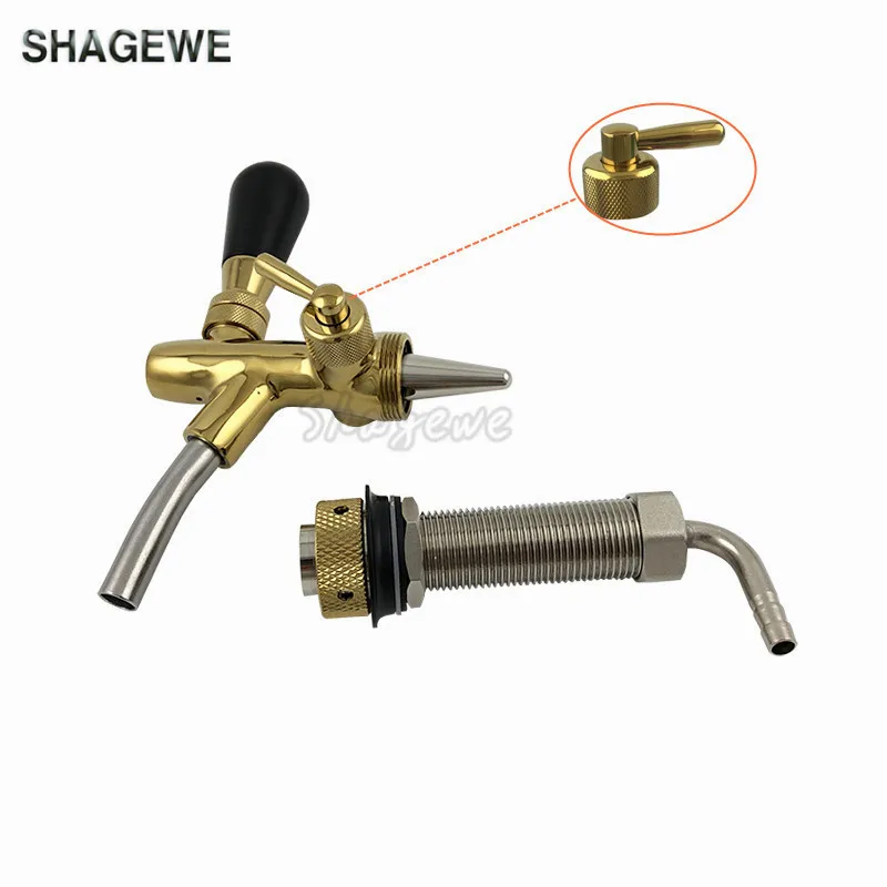 

Adjustable Chrome Golden Plating Draft Beer Tap Faucet with 4inch Long Shank Combo Kit Kegerator Tap Beer Homebrew