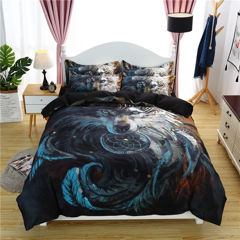 

3D Wolf Printing Bedding Set Duvet Cover Pillowcases 2019 Spring New Comforter Covers BST29 Animal Single Double Queen King Size