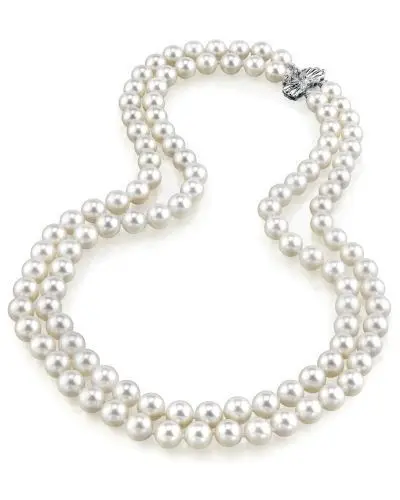 

double strands 9-10mm south seas white pearl necklace 18-20inch (9.13)