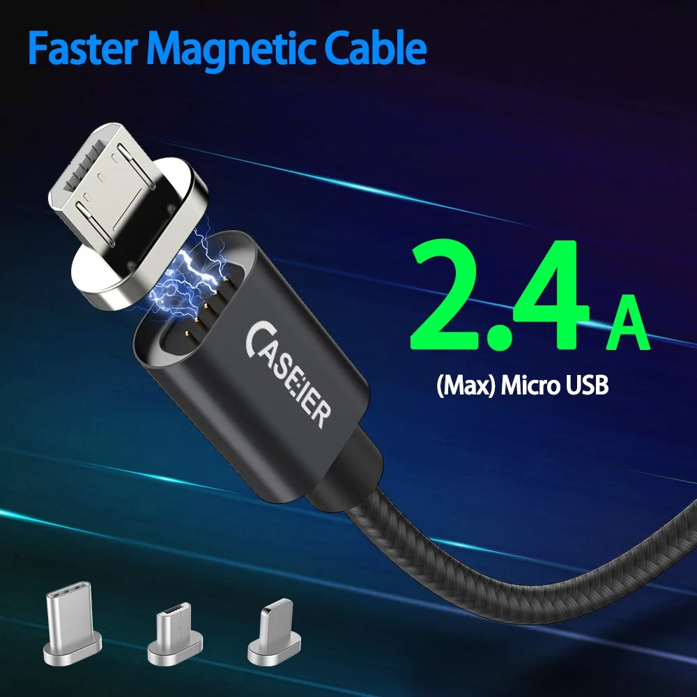 Магнитный usb-кабель CASEIER OTG для быстрой зарядки, кабель USB type C, Магнитный зарядный кабель Micro usb для зарядки и передачи данных, кабель USB для мобильного телефона