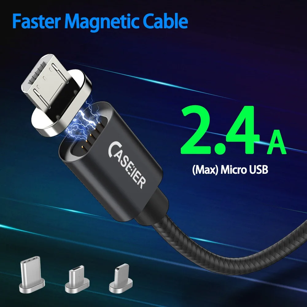 CASEIER وتغ كابل USB مغناطيسي سريع شحن USB نوع C كابل المغناطيس شاحن البيانات تهمة المصغّر usb كابل الهاتف المحمول كابل يو إس بي