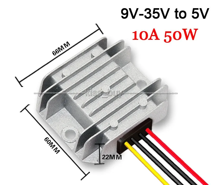 50W Buck Converter DC 12/24V (9V~32V) to 5V 10A Voltage Regulator/Power Adapter/Drive Module for Car/Large trucks/Taxi/Bus etc |