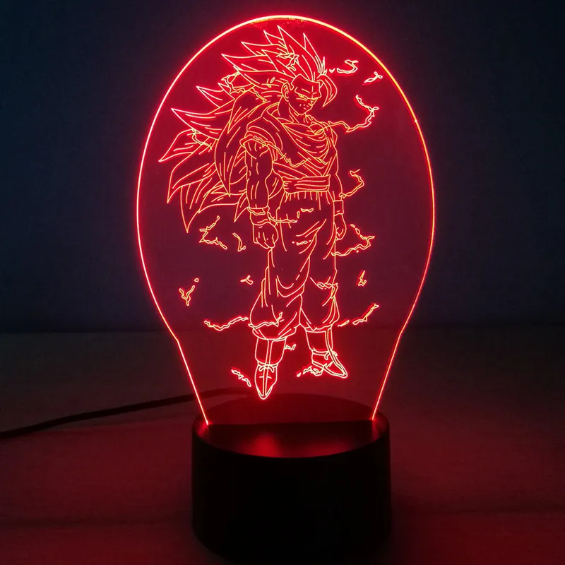 Goku Super Saiyan 3 3d оригинальная Ночная подсветка Настольная лампа с питанием от аккумулятора ночник детский светодиодный ночник батарея