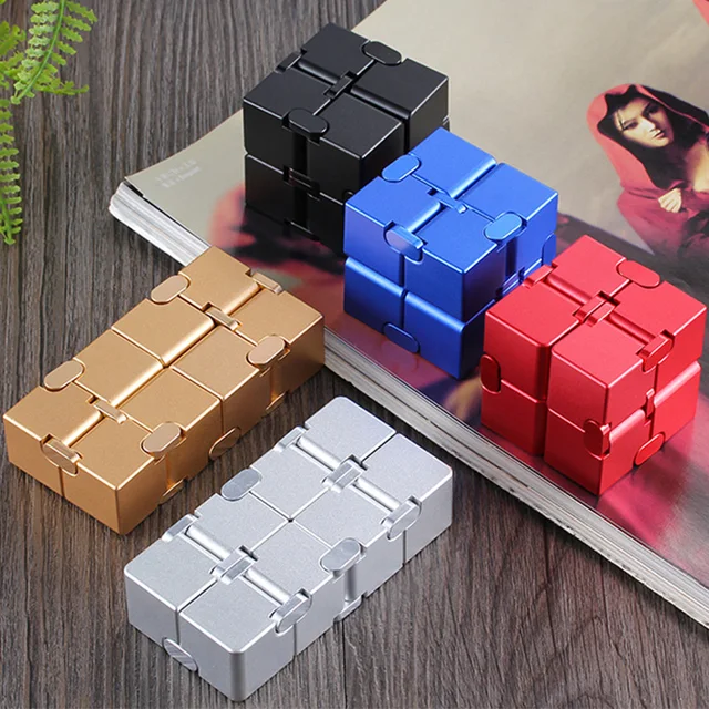 Stress Relief Toy Premium Metal Infinity Cube Portable Decompresses Relax Toys for Adults Men Women 6