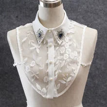 Модная рубашка, искусственный воротник для женщин, съемный воротник, ложный воротник, рубашка с лацканами, винтажные вышитые стразы, искусственный воротник Oc14